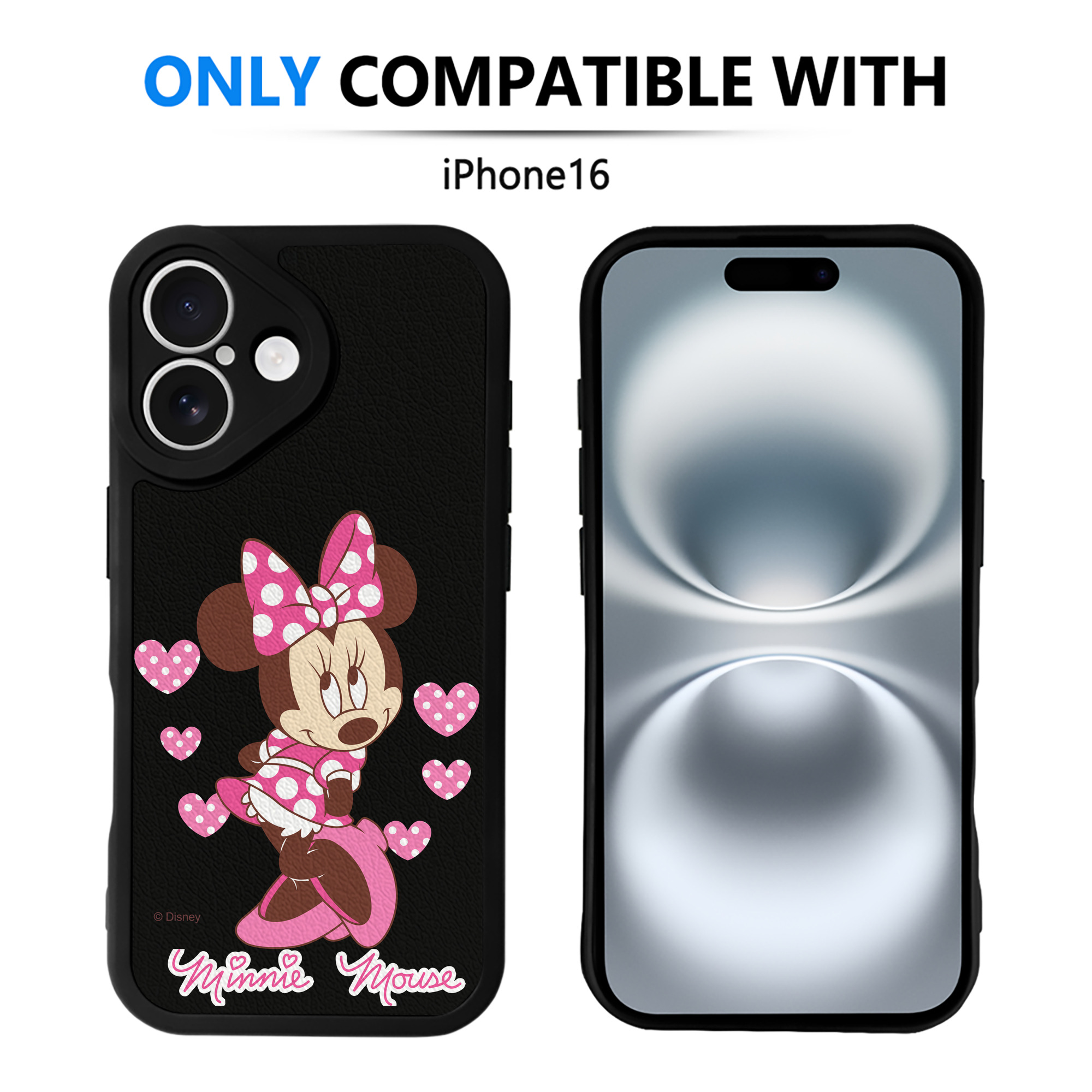 （画像用） ミッキーマウス Mickey Mouse 【iPhone 16シリーズ対応】シリコンスマホケース（レザー調） 材質：シリコン